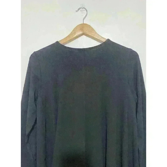 Eileen Fisher Long Sleeve Black Top Scoop Neck Viscose Spandex Top - Picture 7 of 9